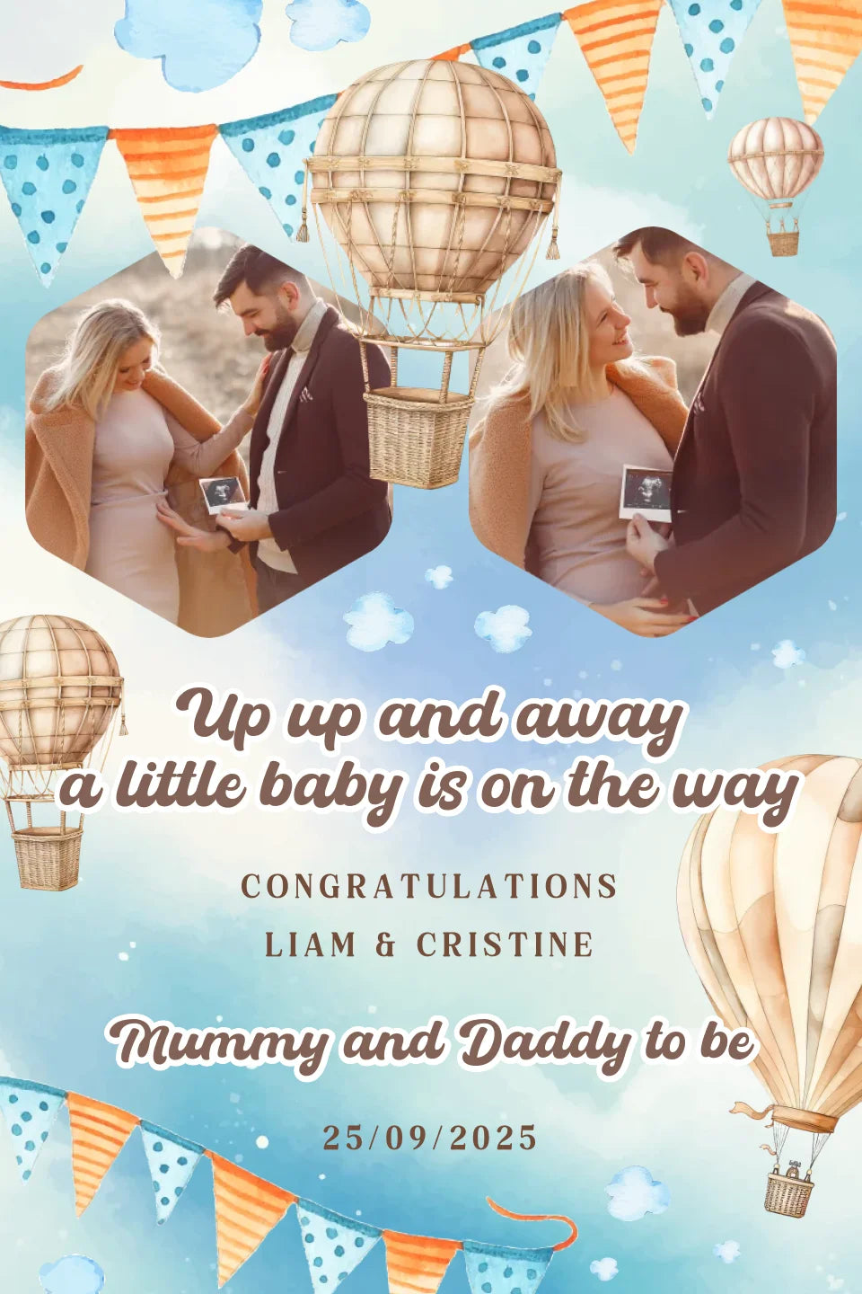 Up Up and Away Baby Shower Mega Card Mockup