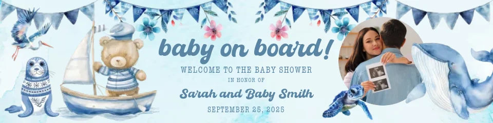 Baby On Board Baby Shower Party Banner Mockup