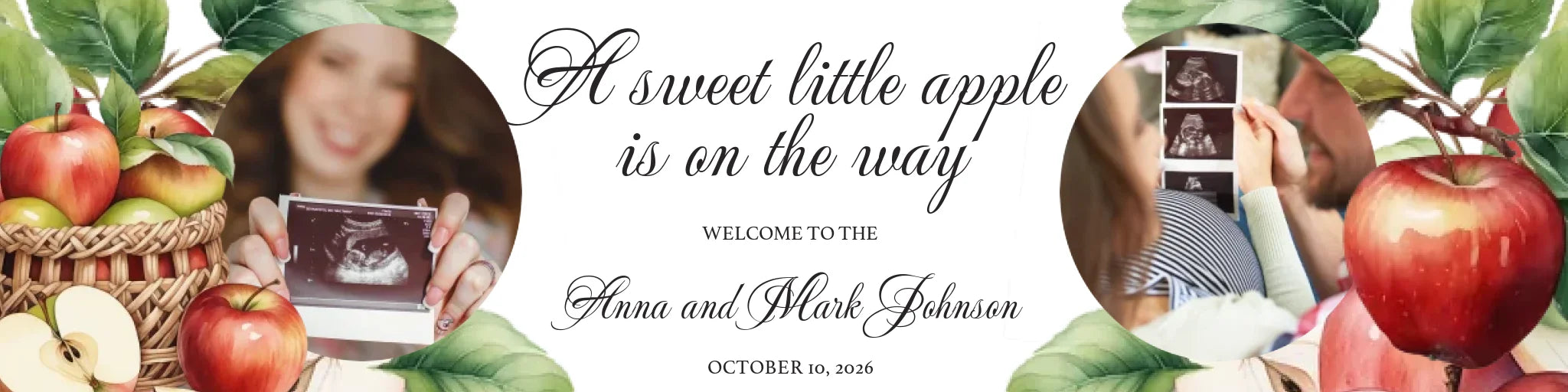 Sweet Little Apple Baby Shower Party Banner Mockup